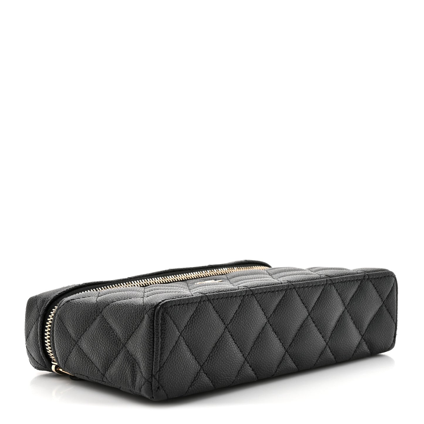 Caviar Quilted Top Handle Slim Vanity With Chain Black