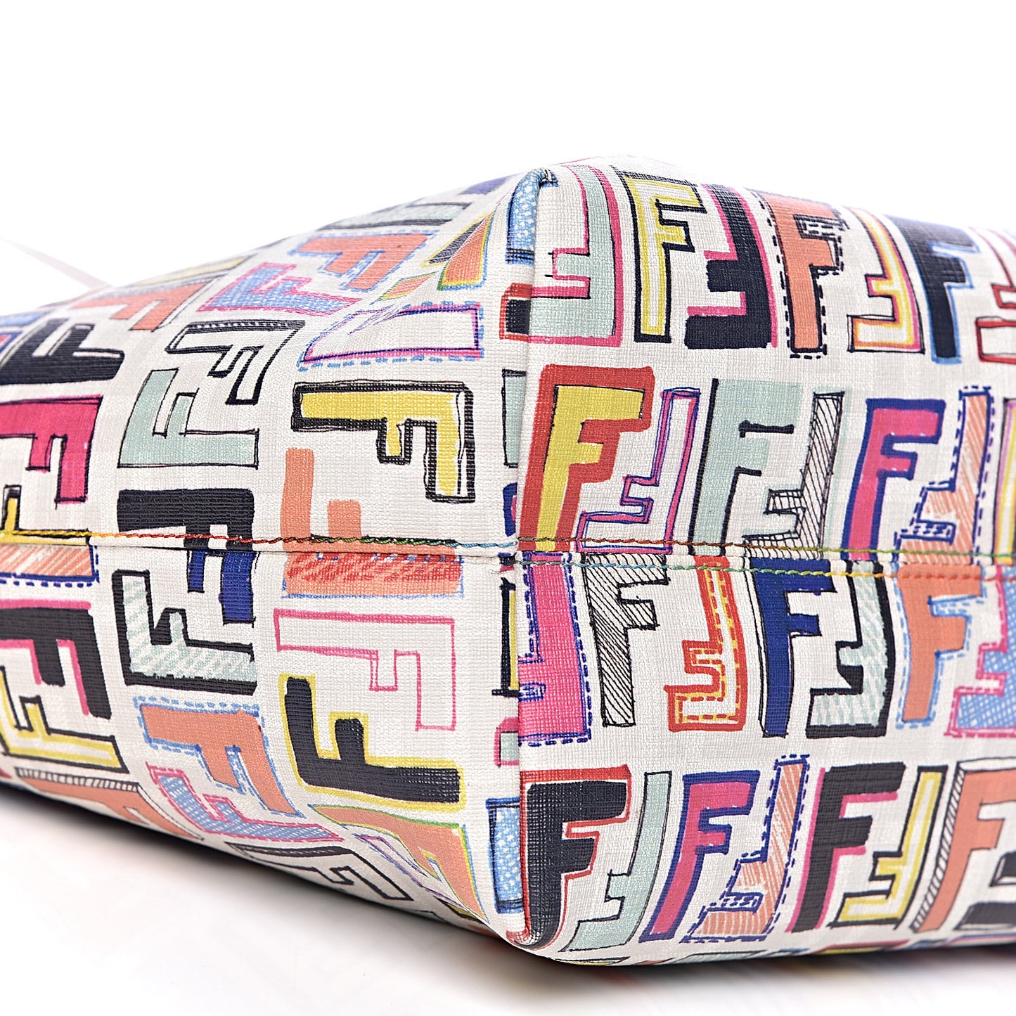 Zucca Spalmati FF Multicolor Medium Roll Tote Multicolor White
