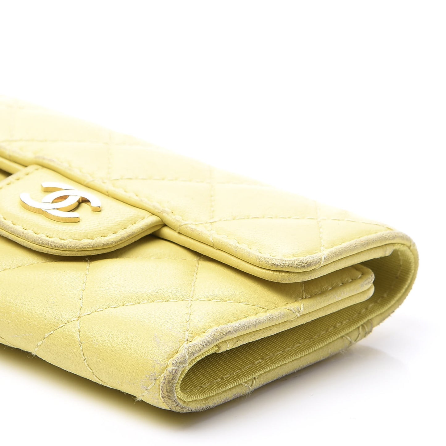 Lambskin Quilted 4 Key Holder Yellow