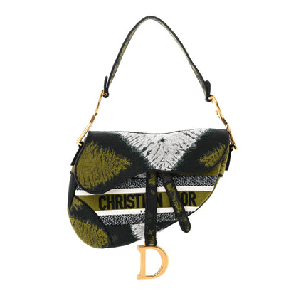 Christian Dior CHRISTIAN DIOR Canvas Embroidered Tie Dye Saddle Bag Green Multicolor 1 of 10