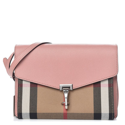 Burberry Derby Calfskin House Check Small Macken Crossbody Bag Dusty Rose 1 of 10