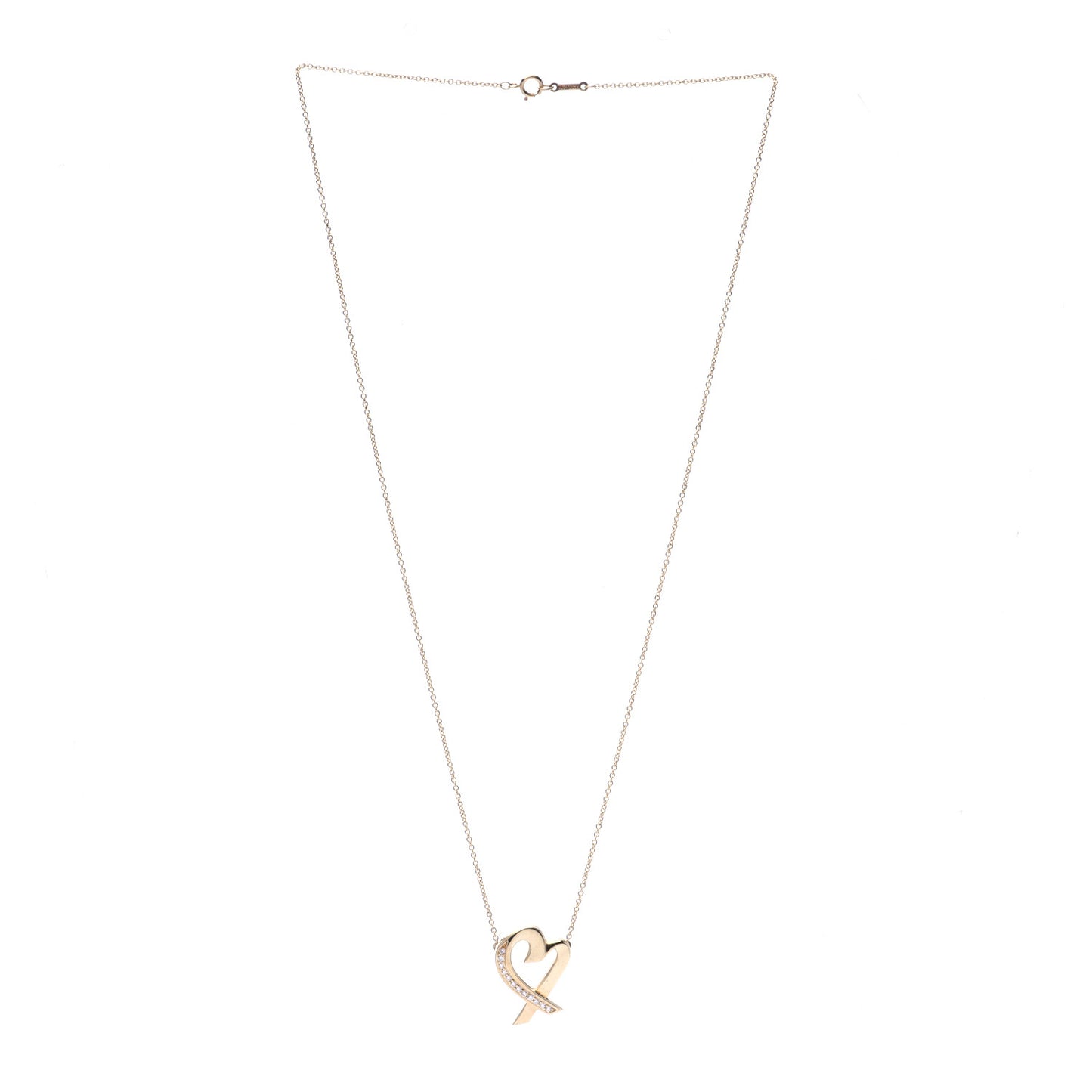 18K Yellow Gold Diamond Large Paloma Picasso Loving Heart Pendant Necklace