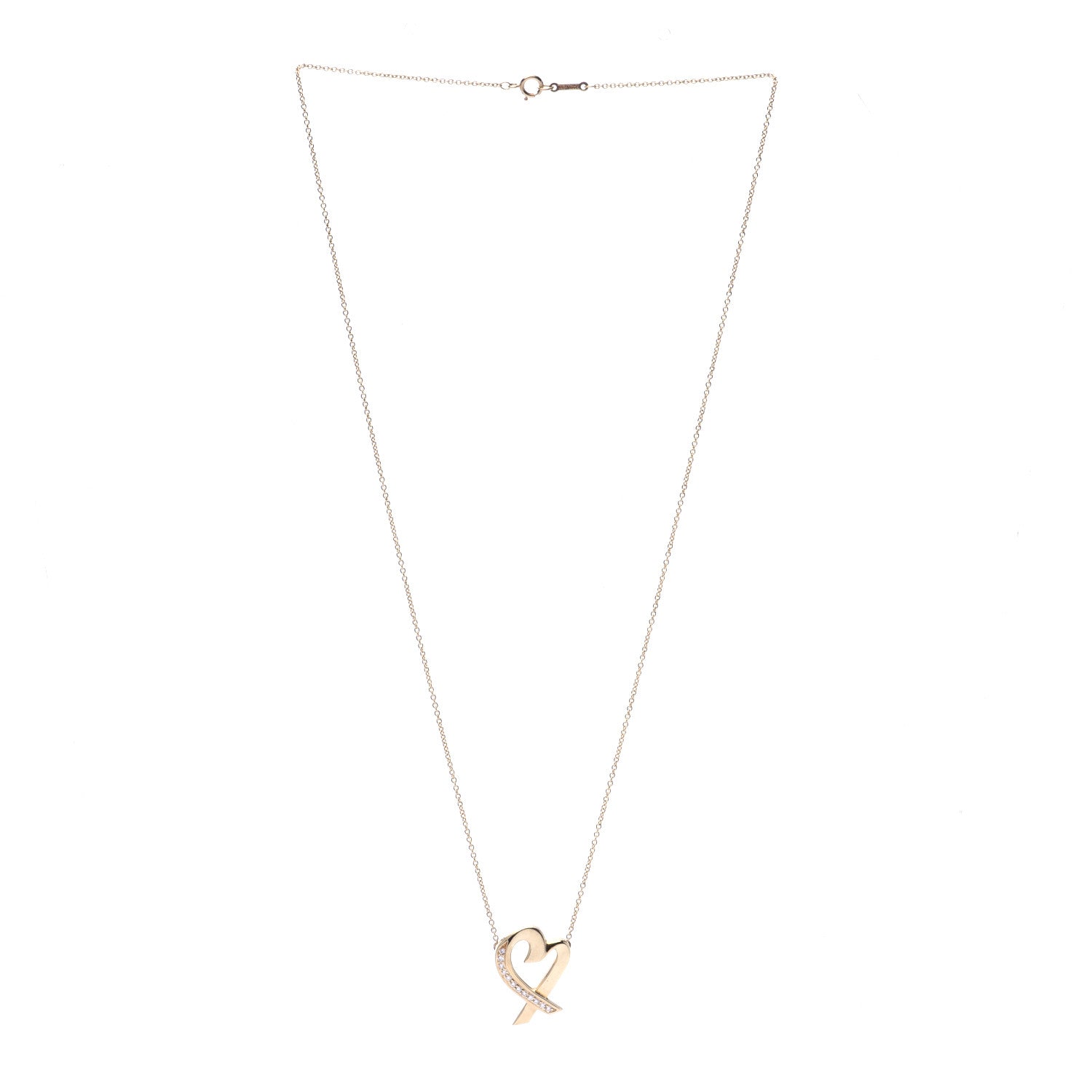 Tiffany 18K Yellow Gold Diamond Large Paloma Picasso Loving Heart Pendant Necklace 3 of 7