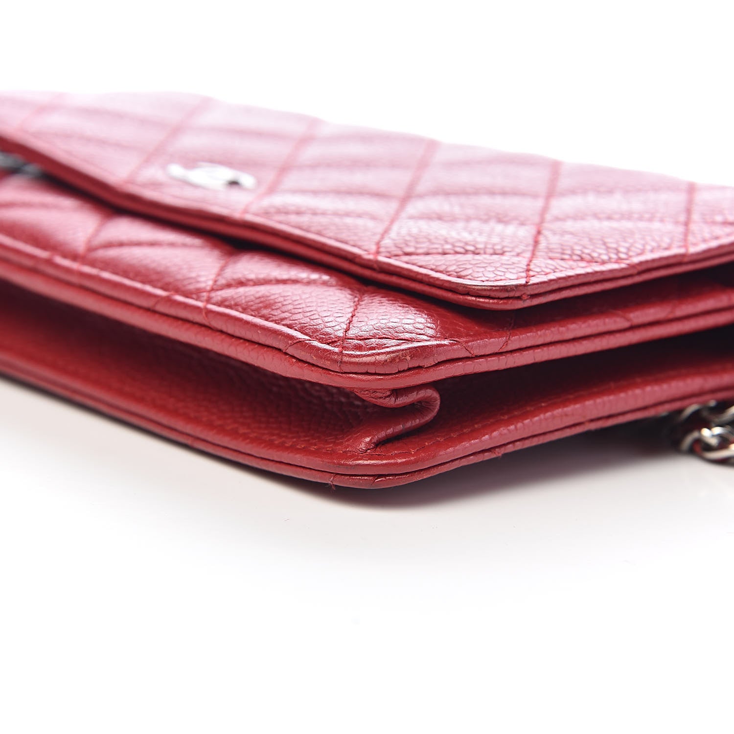 Chanel Caviar Quilted Wallet on Chain WOC Red 11 of 12