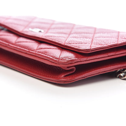 Chanel Caviar Quilted Wallet on Chain WOC Red 11 of 12