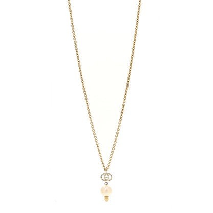 Gucci Pearl Crystal Interlocking G Necklace Gold 1 of 7
