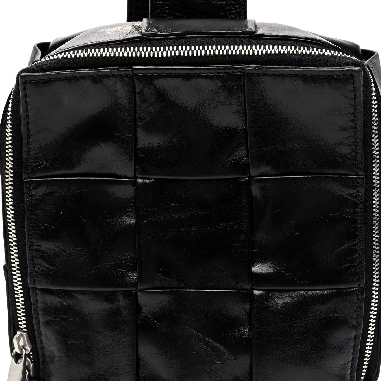 Paper Calfskin Intreccio Mini Cassette Sling Bag Black