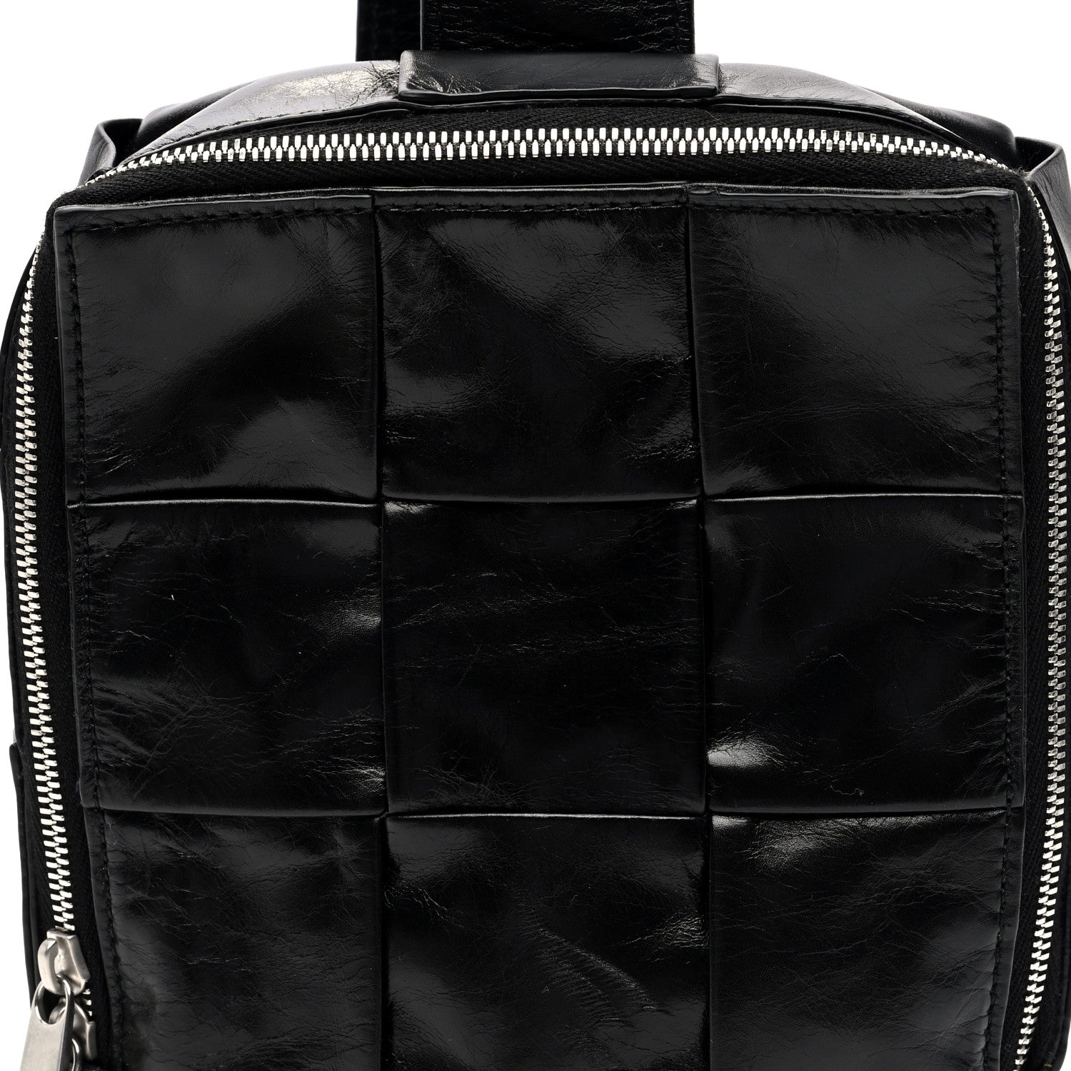 Bottega Veneta Paper Calfskin Intreccio Mini Cassette Sling Bag Black 8 of 10