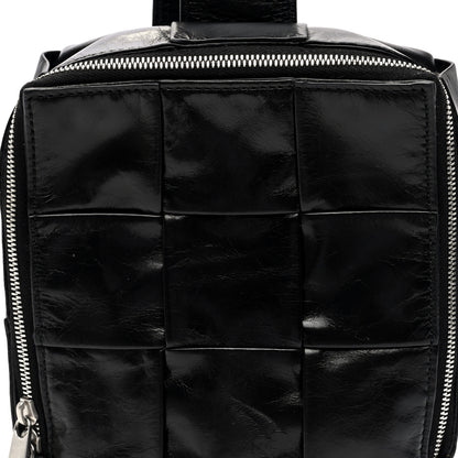Bottega Veneta Paper Calfskin Intreccio Mini Cassette Sling Bag Black 8 of 10