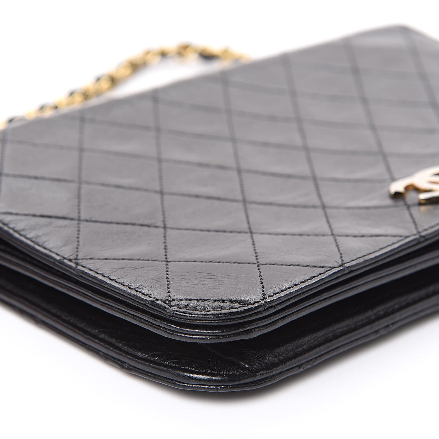 Lambskin Quilted Small Single Flap Black