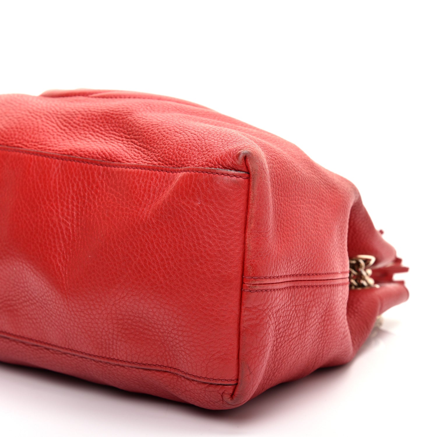 Gucci Pebbled Calfskin Medium Soho Chain Shoulder Bag Tabasco Red 7 of 13