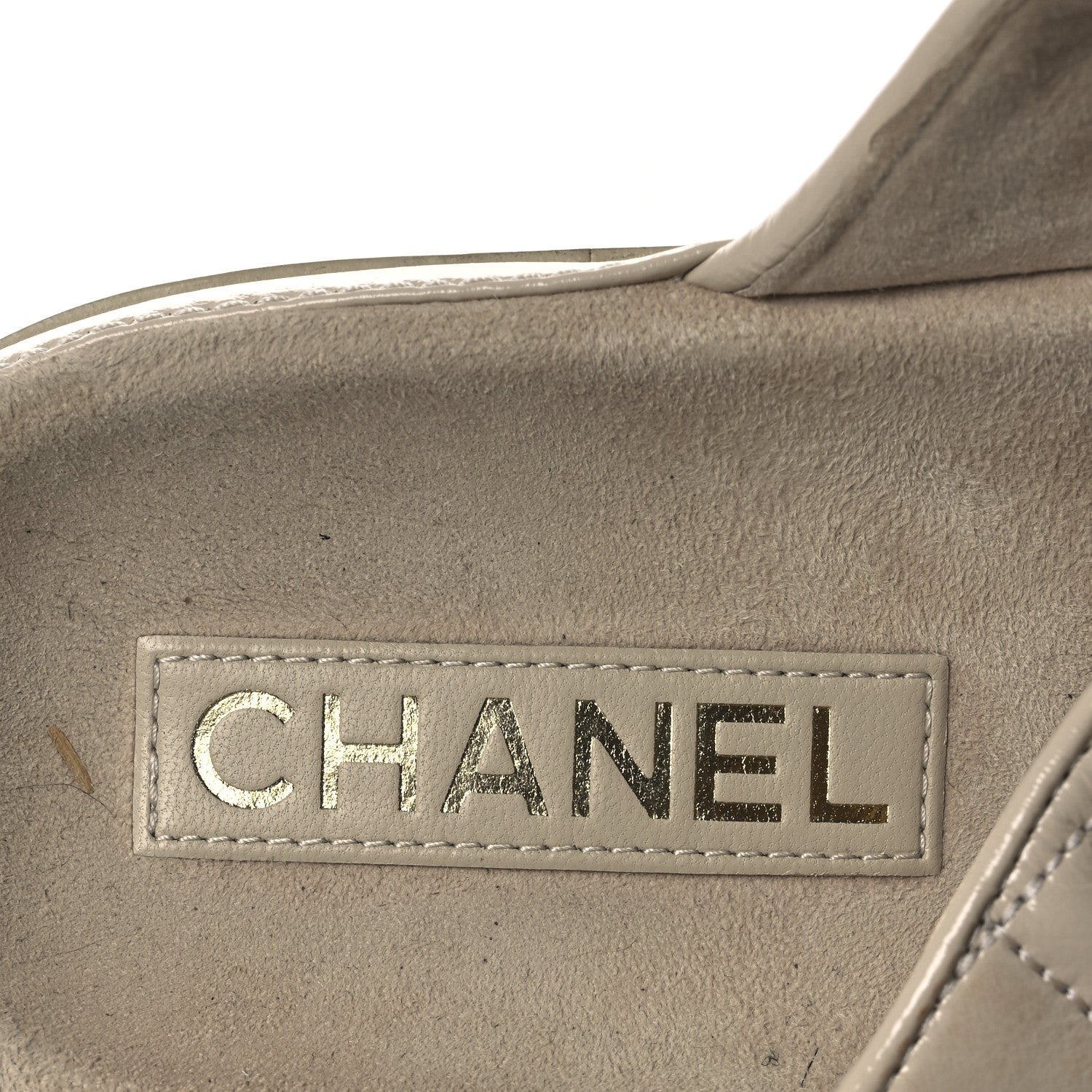 Chanel Shiny Calfskin Quilted Velcro Dad Crystal CC Slide Sandals 39 Beige 8 of 13