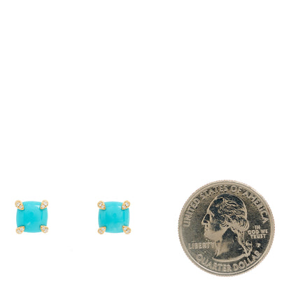 David Yurman 18K Yellow Gold Diamond Turquoise 8mm Chatelaine Earrings 2 of 4