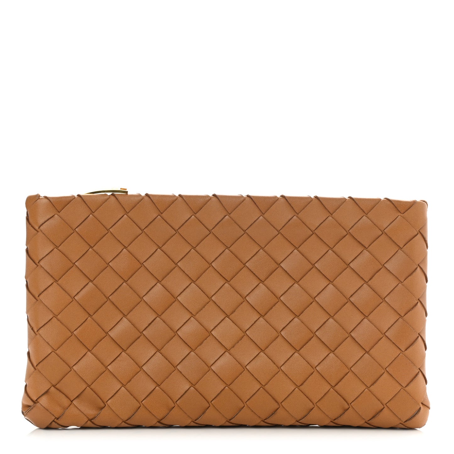 Nappa Intrecciato Small Zip Pouch Caramel