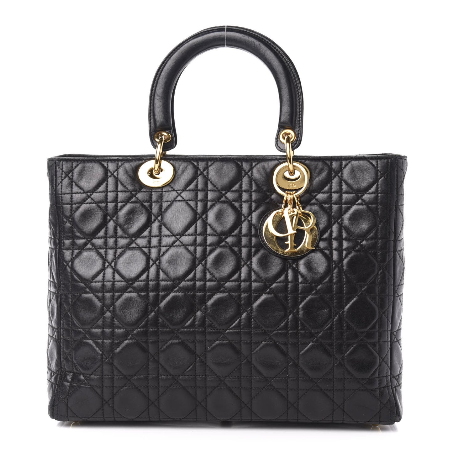 Lambskin Cannage Large Lady Dior Black