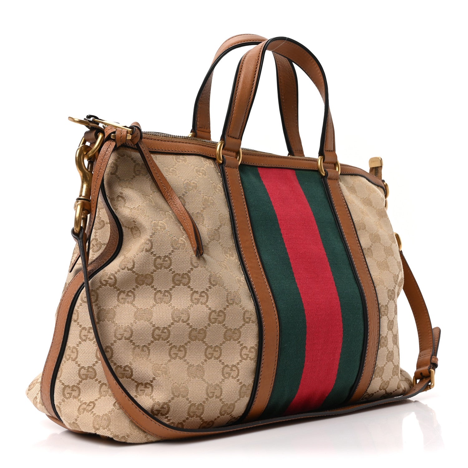 Gucci Monogram Web Medium Rania Top Handle Bag Sand 3 of 10