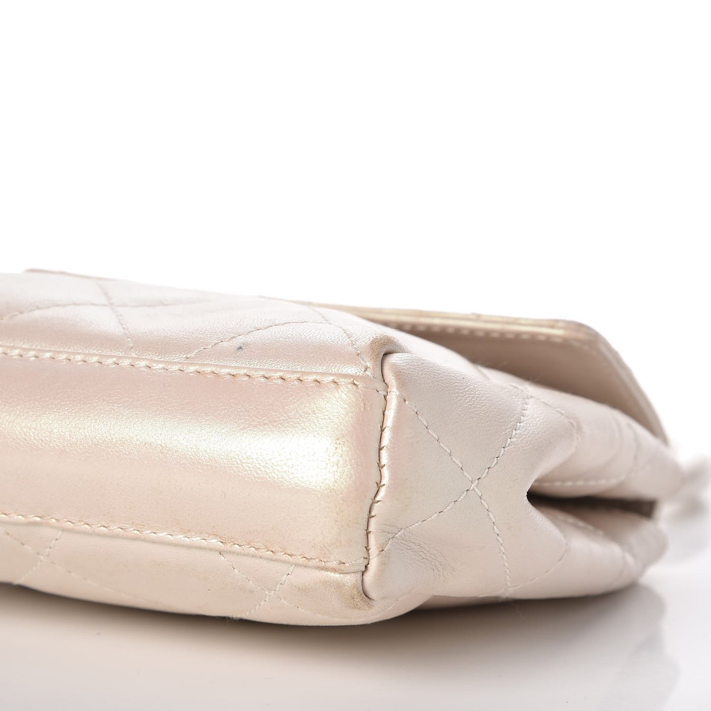 Iridescent Lambskin Quilted Round Handle Mini Flap