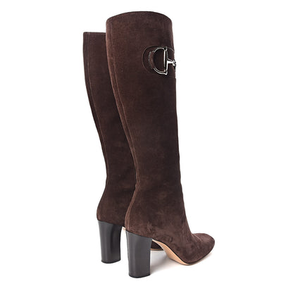 Gucci Suede Horsebit Knee High Boots 40.5 Brown 4 of 11