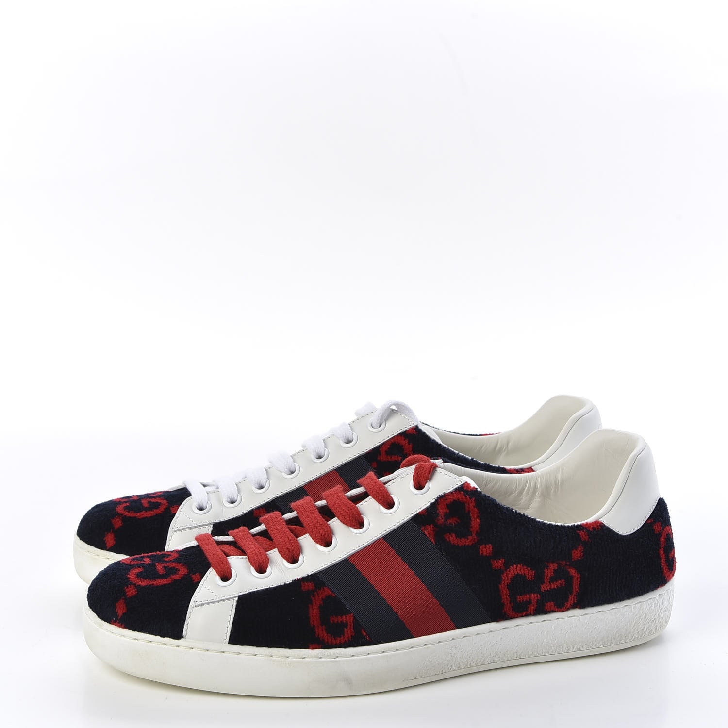 Gucci Covered Wool Big GG Monogram Mens Sneaker 7 Blue Red 2 of 9