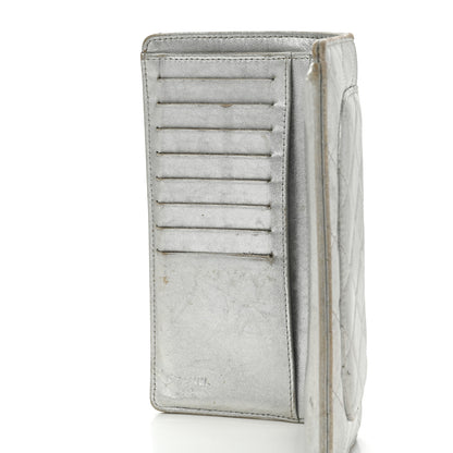 Chanel Metallic Lambskin Quilted Yen Wallet Silver 10 of 14