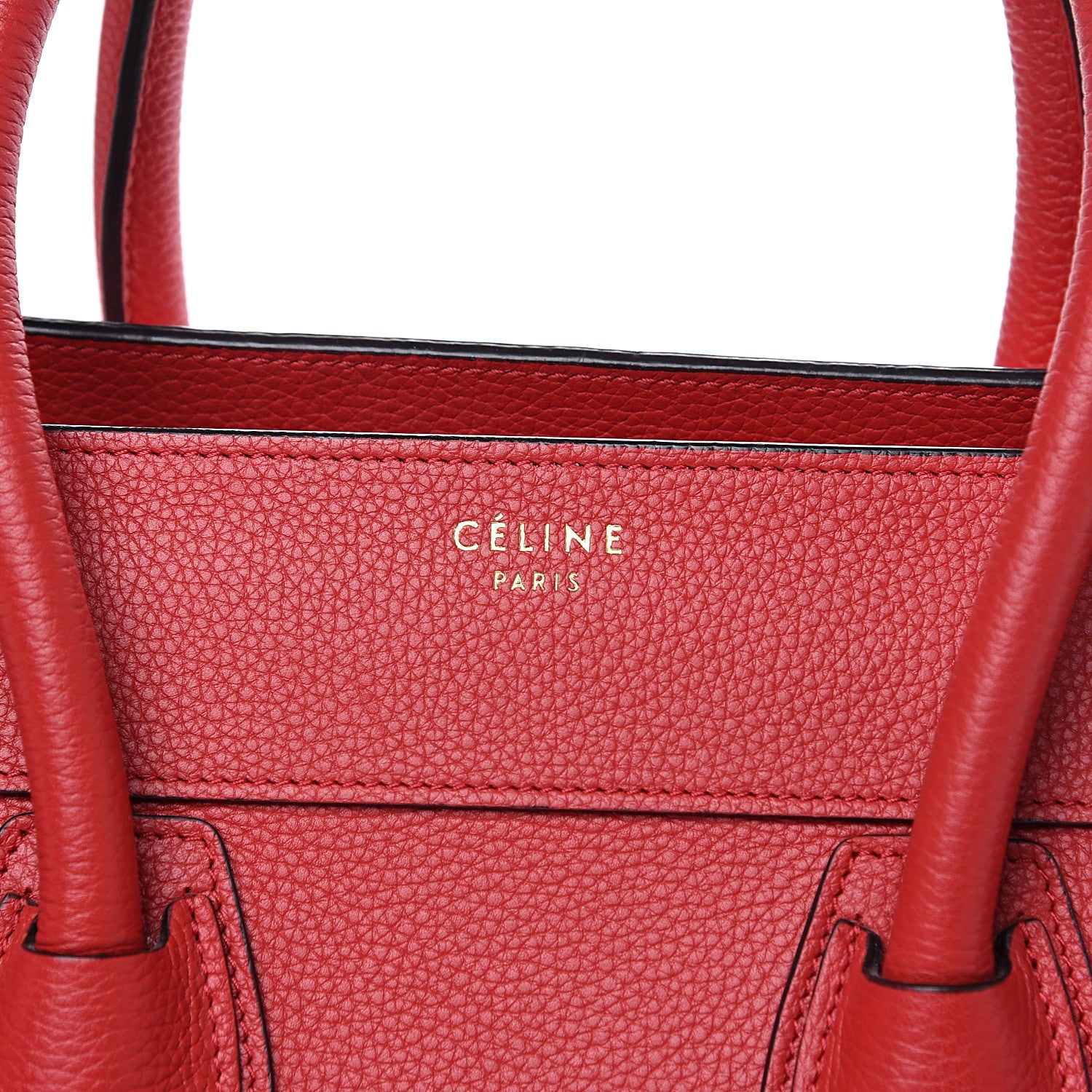 Celine Drummed Calfskin Mini Luggage Coquelicot 8 of 11