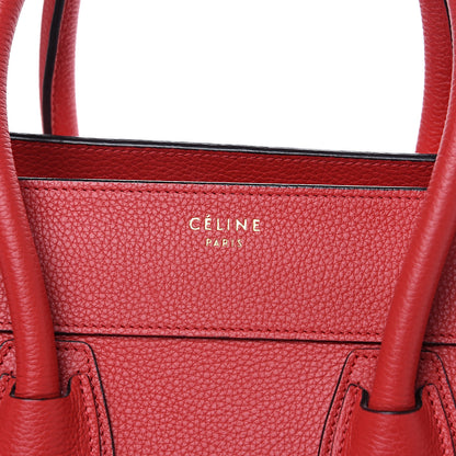 Celine Drummed Calfskin Mini Luggage Coquelicot 8 of 11