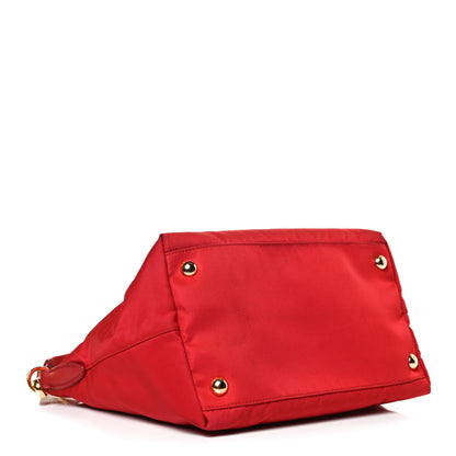 Prada Tessuto Nylon Saffiano Tote Red 3 of 13