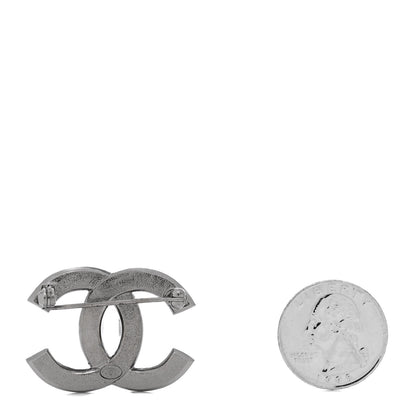 Chanel Baguette Crystal CC Brooch Silver Black 2 of 4