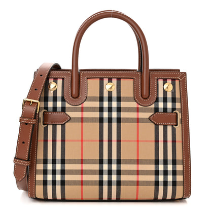 Burberry Calfskin Vintage Check Mini Two Handle Title Bag Archive Beige 1 of 10