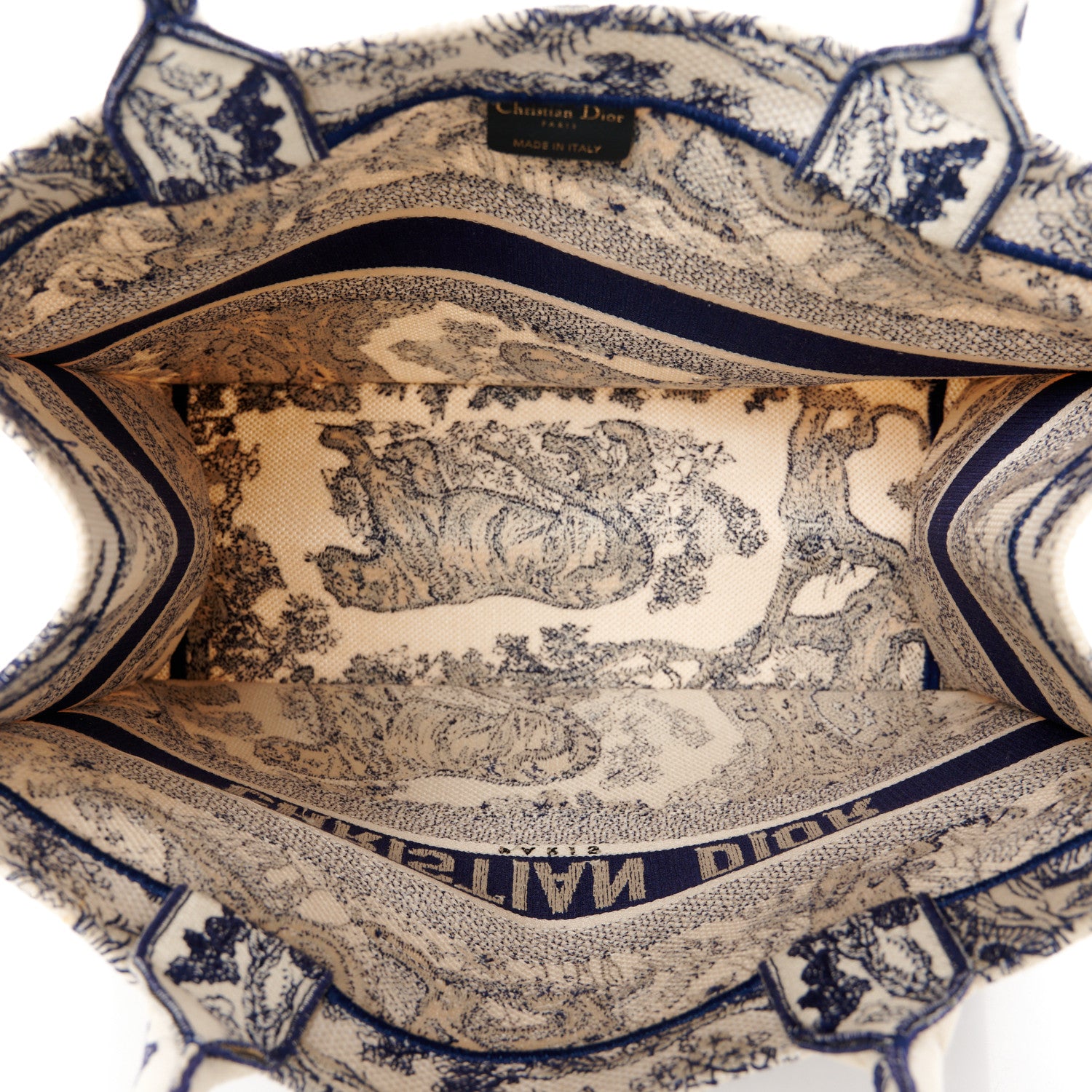Christian Dior Canvas Embroidered Medium Dioriviera Toile De Jouy Book Tote Blue 5 of 10