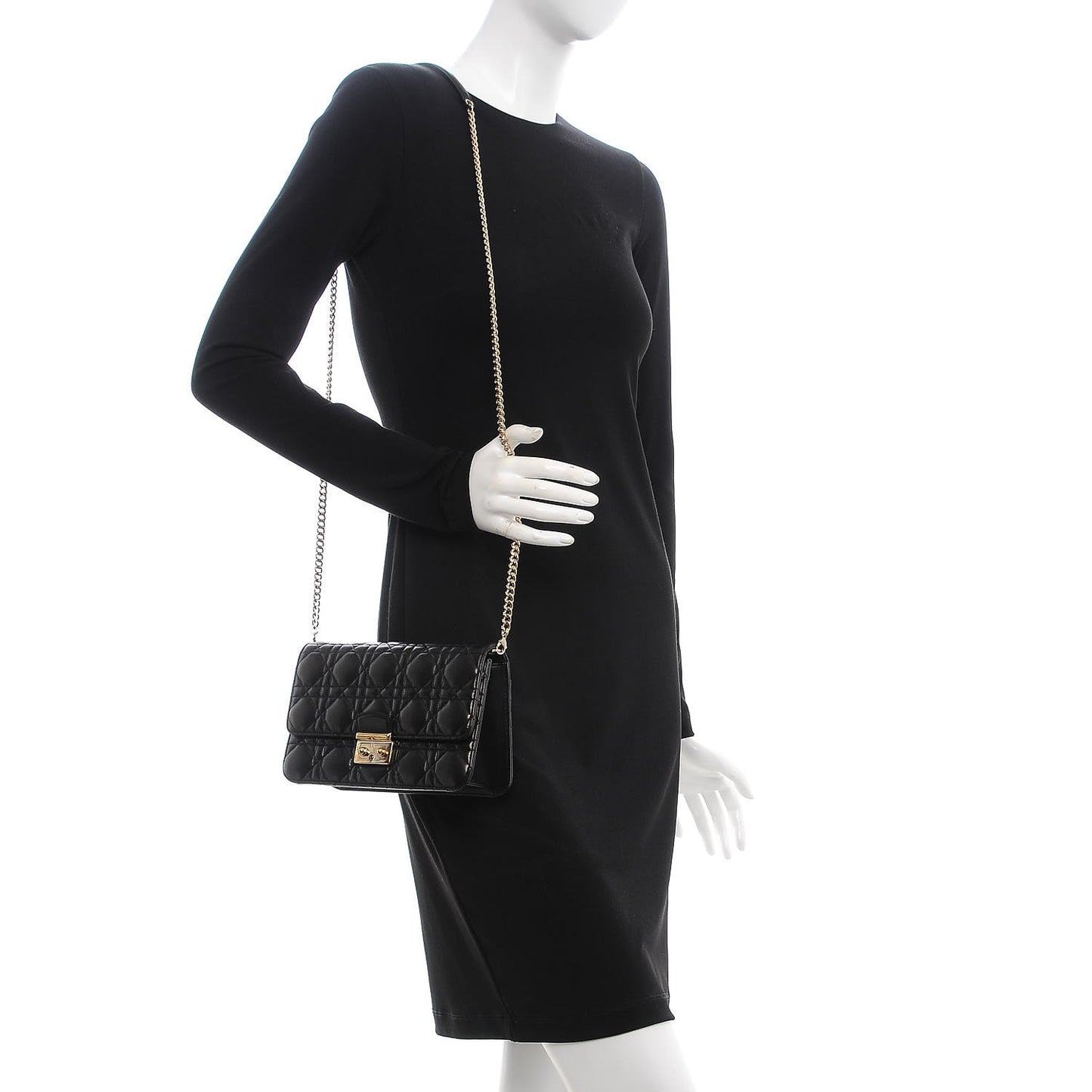 Lambskin Cannage Miss Dior Promenade Pouch Black