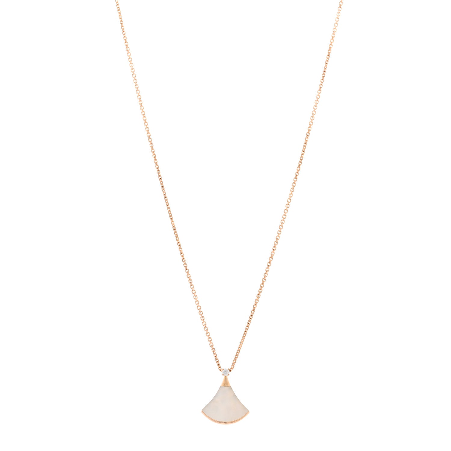 Bulgari 18K Rose Gold Diamond Mother of Pearl Small Divas' Dream Pendant Necklace 1 of 5