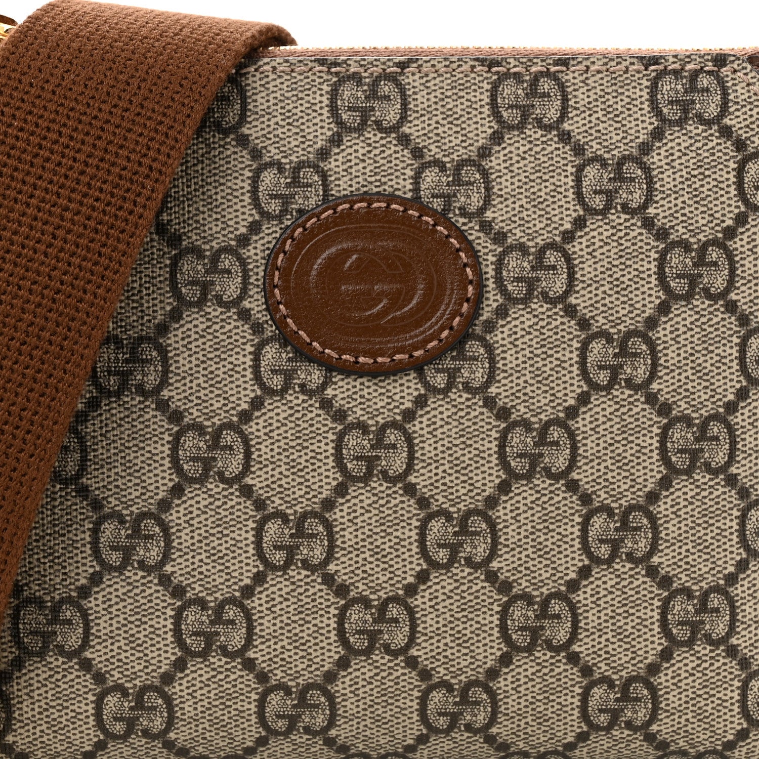 Gucci GG Supreme Monogram Azalea Calfskin Small Retro Interlocking G Wristlet Messenger Bag Beige Ebony Brown Sugar 8 of 11