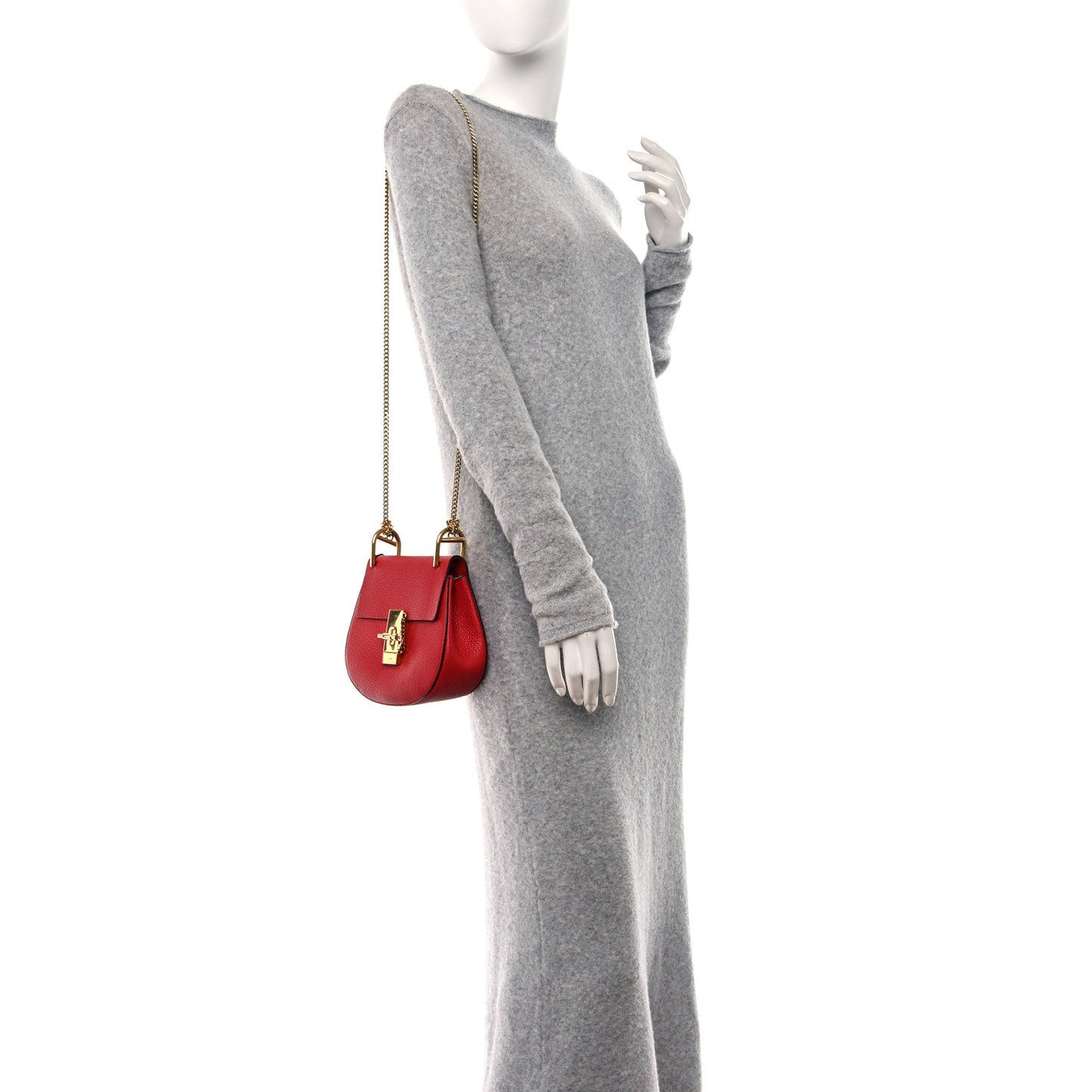 Grained Lambskin Mini Drew Shoulder Bag Plaid Red