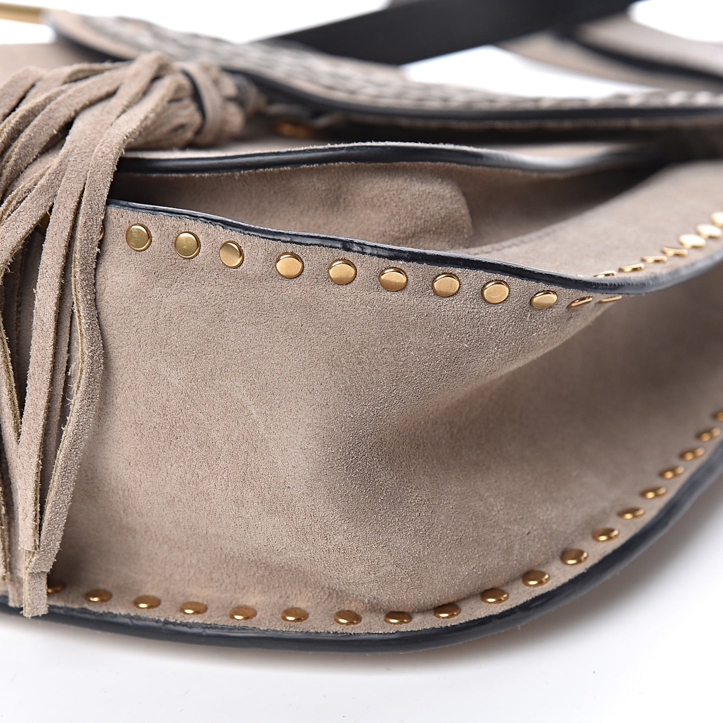 Suede Braided Small Hudson Shoulder Bag Motty Grey