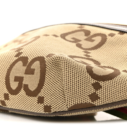 Gucci Monogram Jumbo GG Textured Dollar Calfskin Web Belt Bag Camel Ebony New Acero 10 of 15