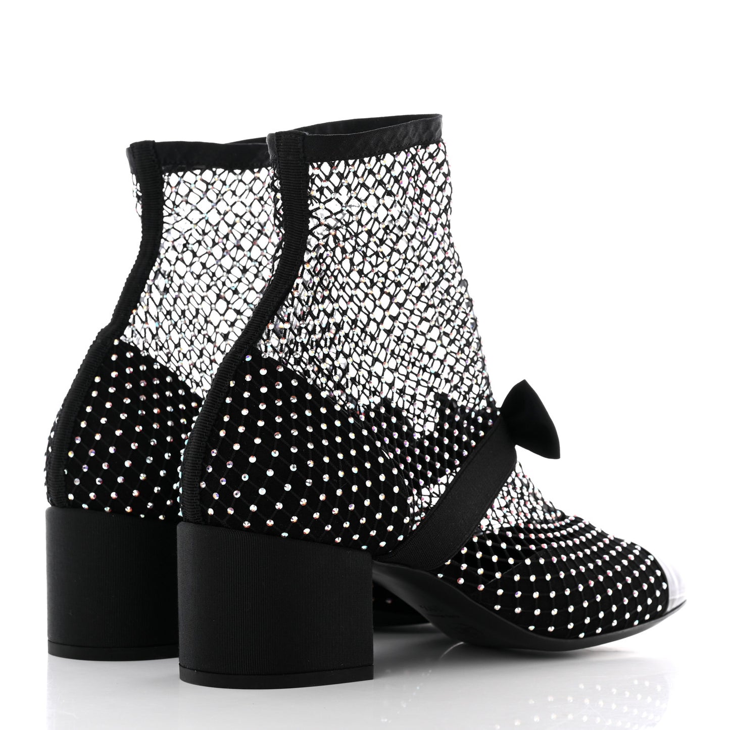 Resille Strass Kid Suede Patent Mary Jane Short Boots 39.5 Black