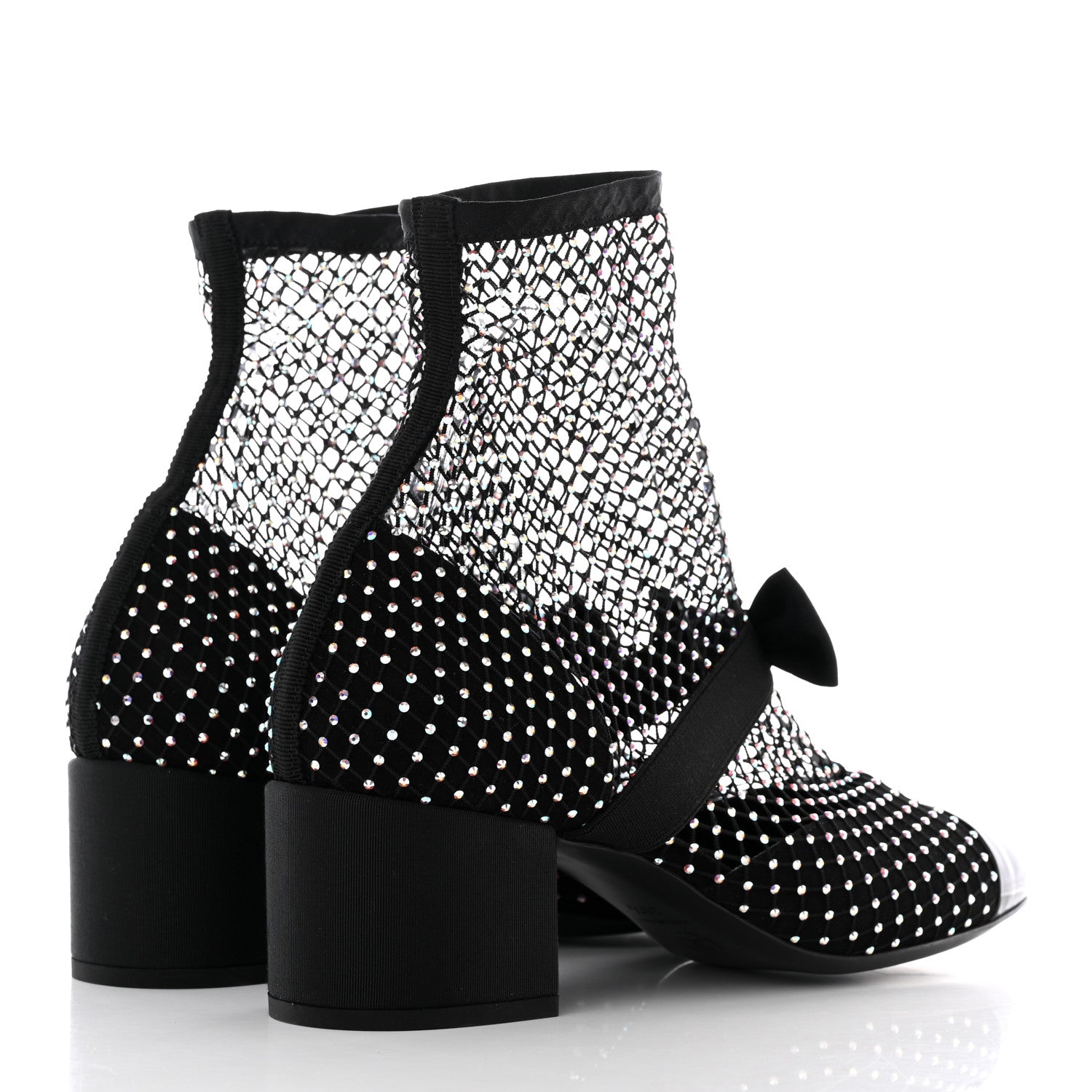 Chanel Resille Strass Kid Suede Patent Mary Jane Short Boots 39.5 Black 4 of 11