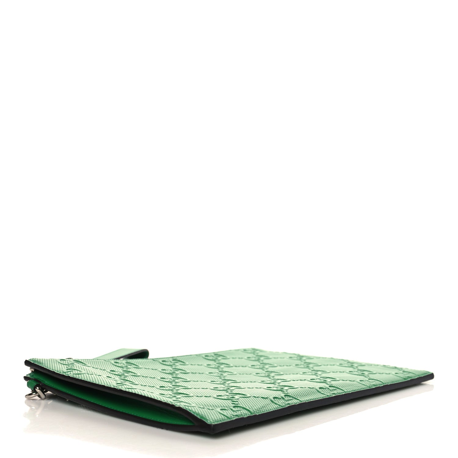 Gucci Calfskin GG Tennis Embossed Wristlet Pouch New Shamarock 4 of 7