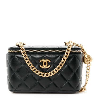 Chanel Lambskin Quilted Sweetheart Vanity Case Black 1 of 12