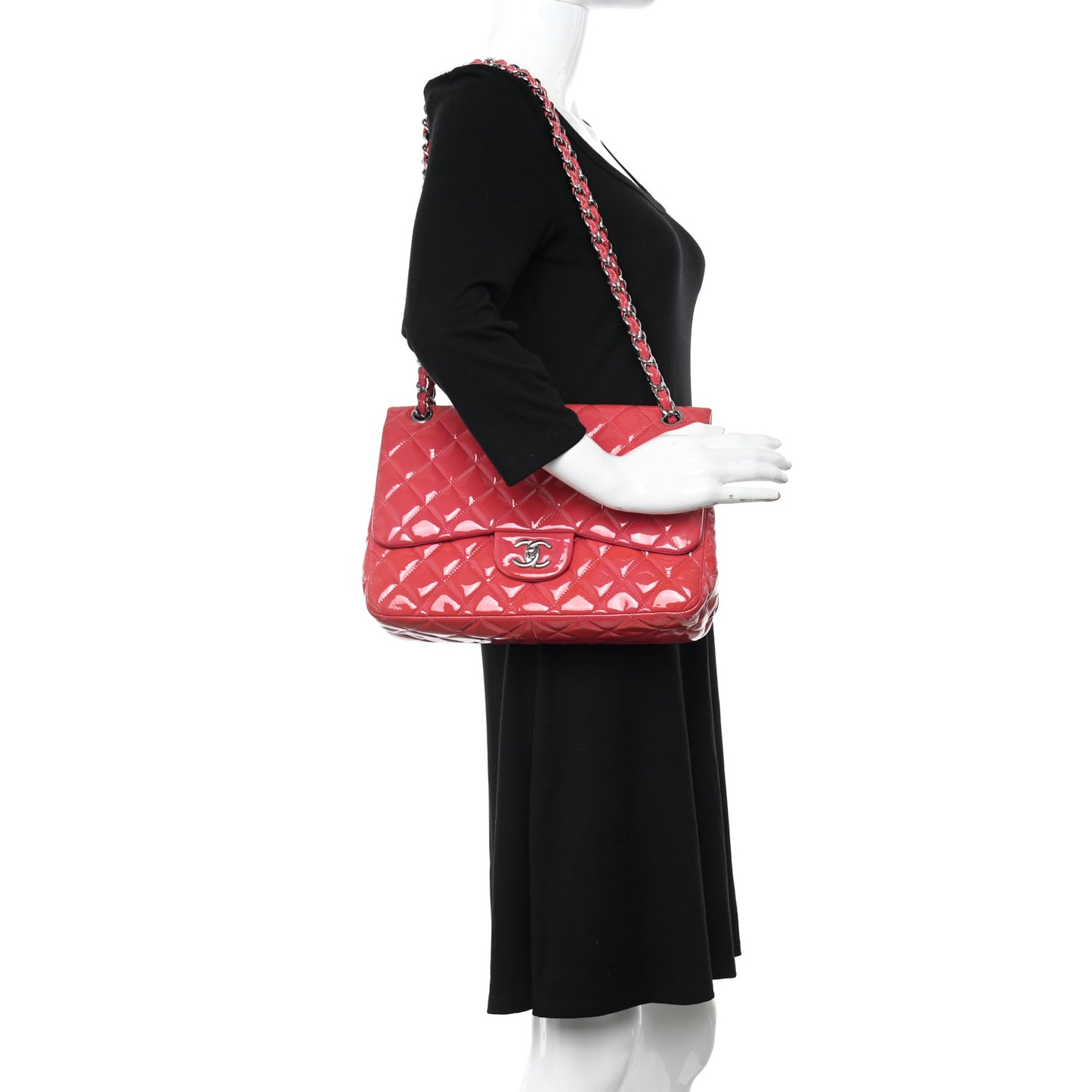 Patent Quilted Jumbo Double Flap Pink