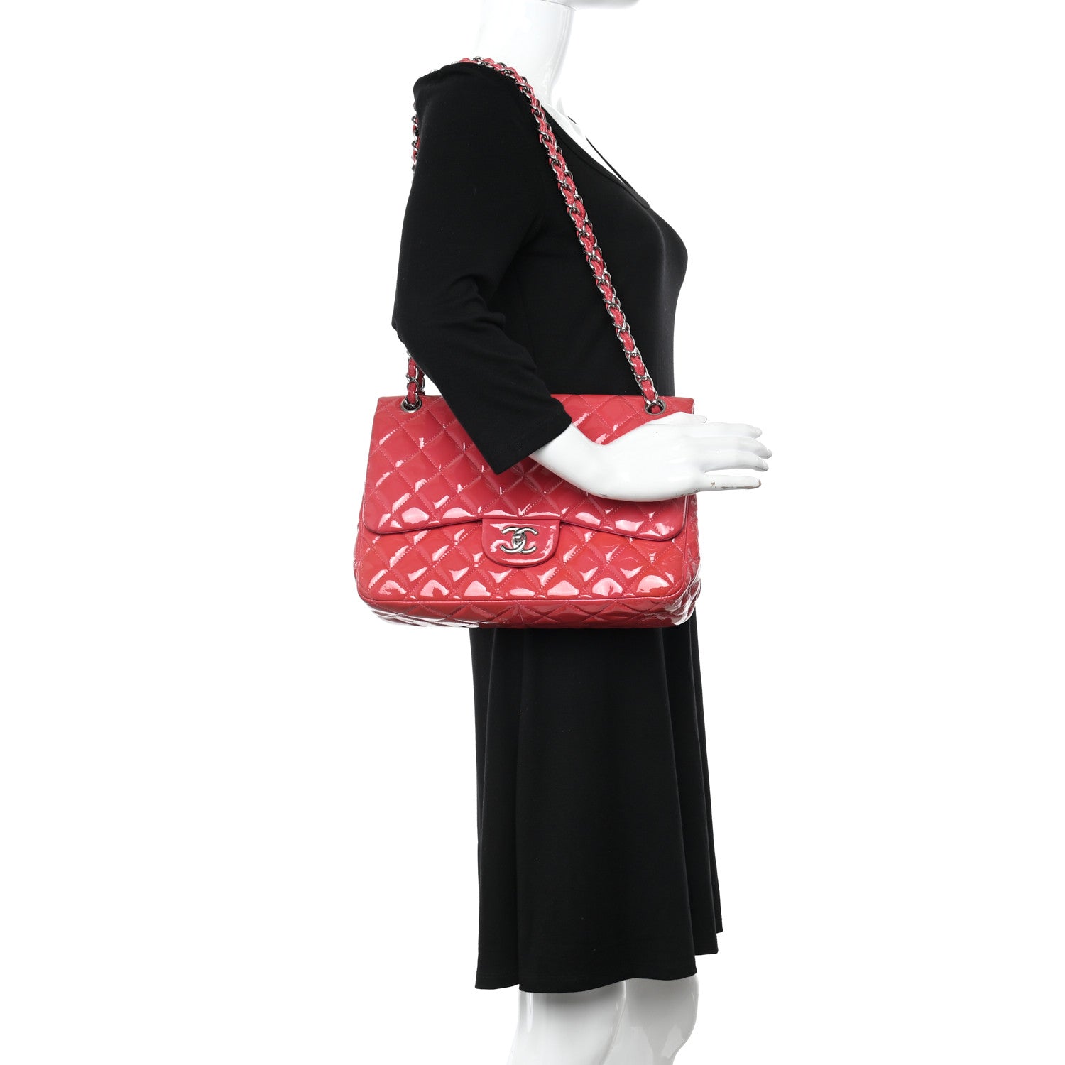 Chanel Patent Quilted Jumbo Double Flap Pink 3 of 13
