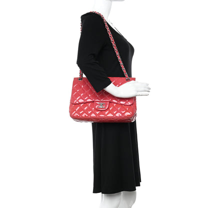 Chanel Patent Quilted Jumbo Double Flap Pink 3 of 13
