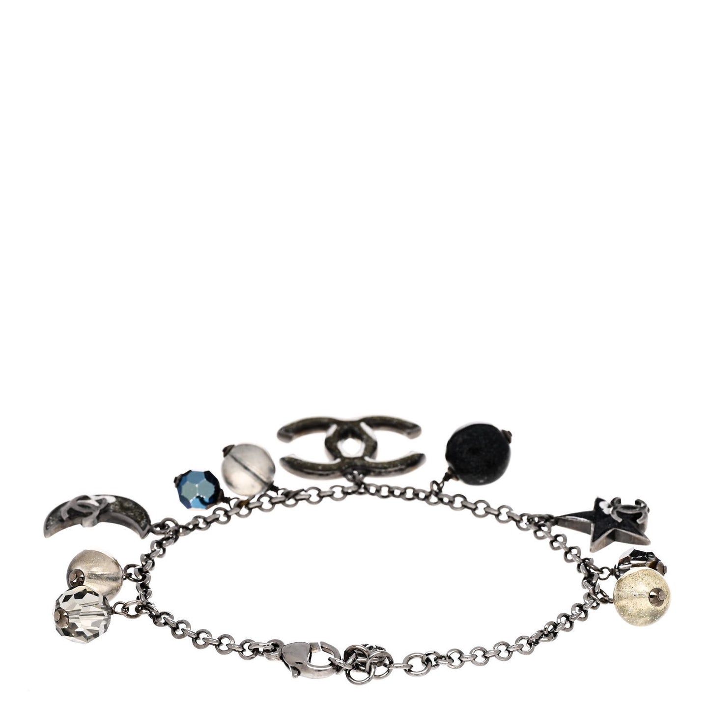 Glitter Resin CC Moon Star Bracelet Silver