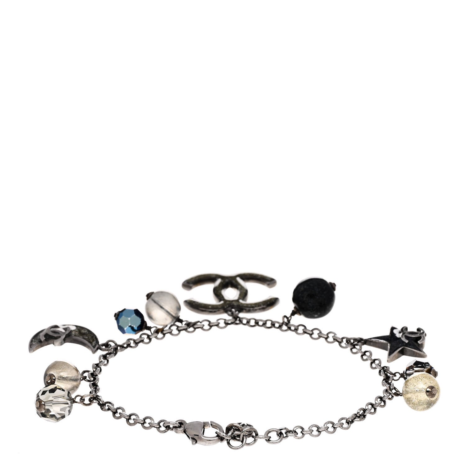 Chanel Glitter Resin CC Moon Star Bracelet Silver 3 of 4