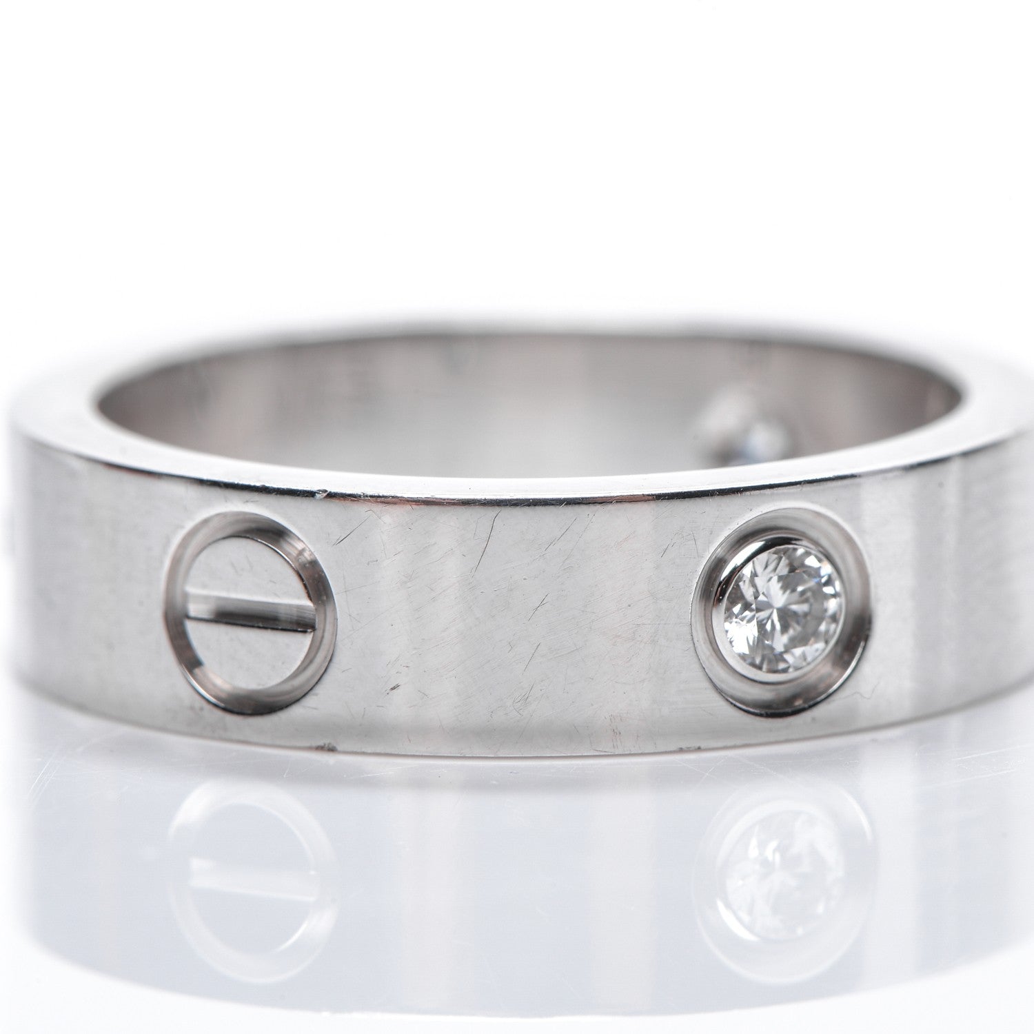 Cartier 18K White Gold 3 Diamond 5.5mm LOVE Ring 57 8 6 of 7