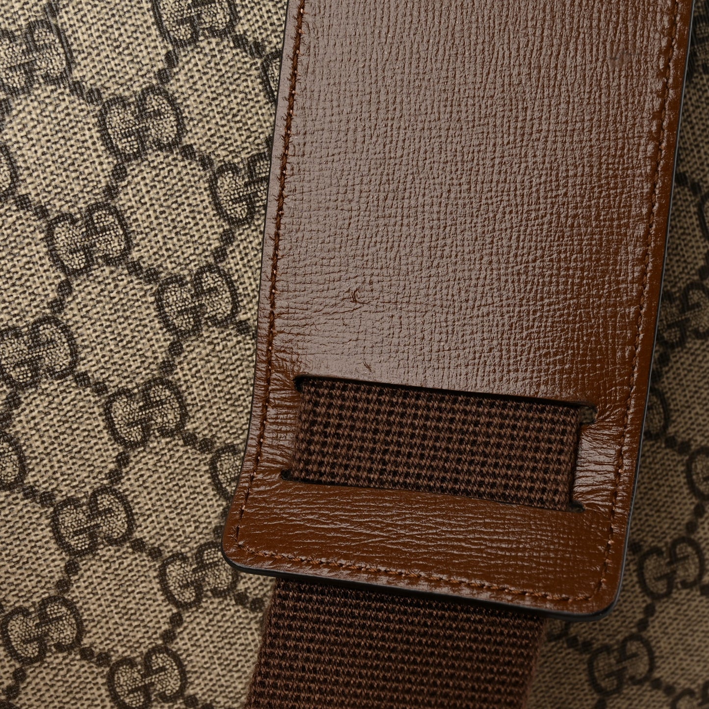 GG Supreme Monogram Azalea Calfskin Large Horsebit 1955 Duffle Bag Beige Ebony Brown Sugar