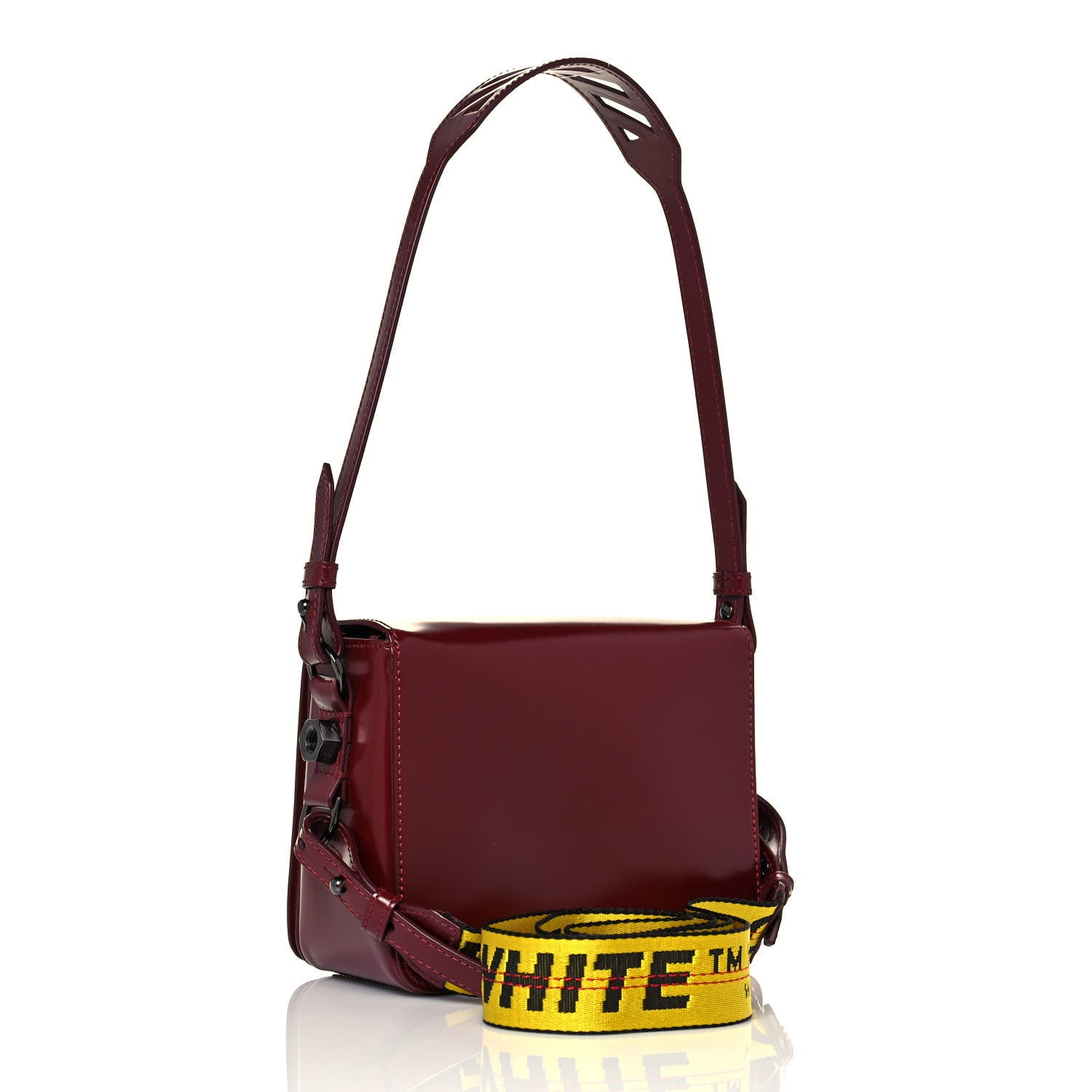 Off-White Calfskin Padded Diag Binder Flap Bag Burgundy 4 of 18
