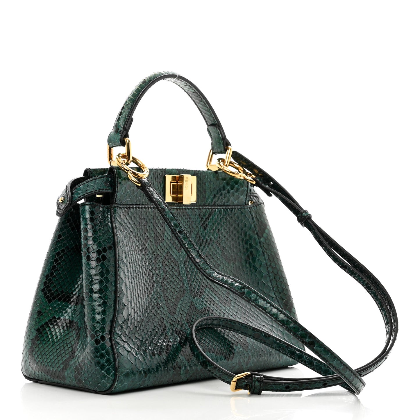 Snakeskin Shiny Nappa Mini Peekaboo Iconic Satchel Green