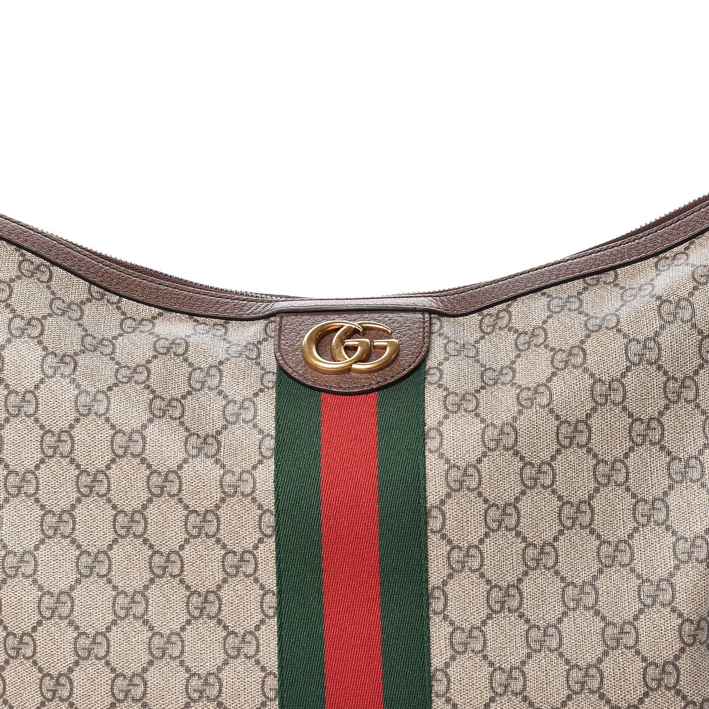 GG Supreme Monogram Web Ophidia Half Moon Hobo Brown